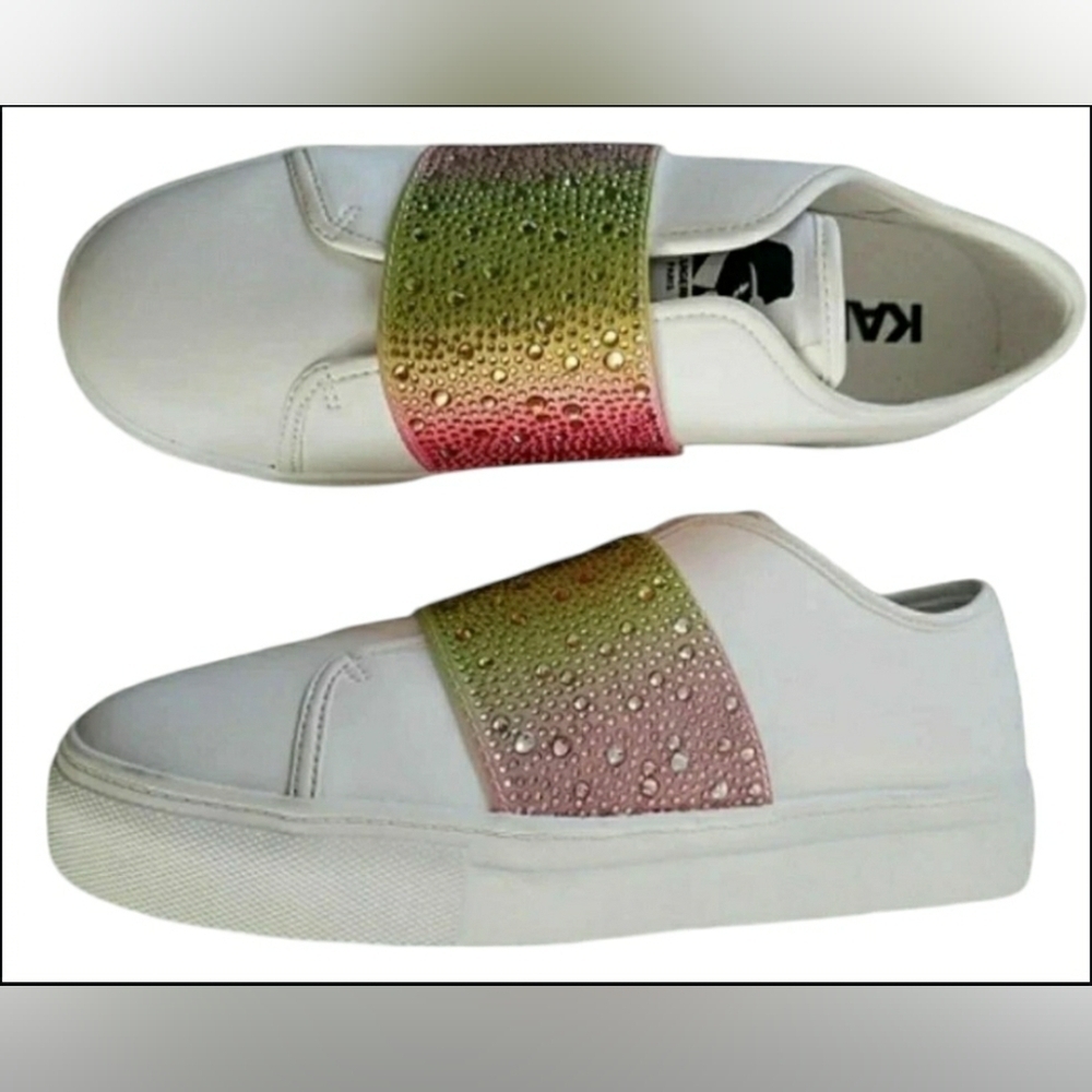 Rainbow Pride Lagerfeld Sneakers Leather 9.5 Bling Sparkling Colorful New - Picture 5 of 6